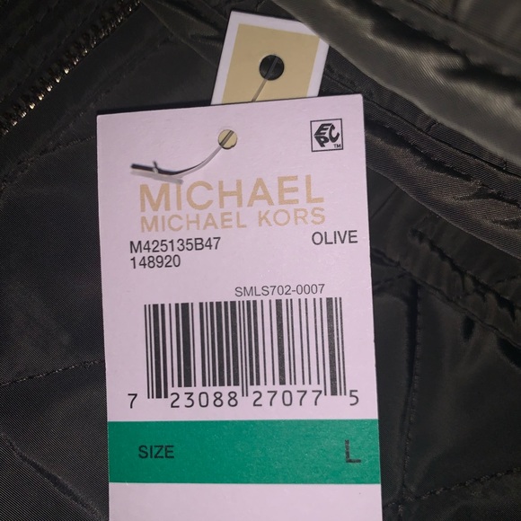 olive green michael kors jacket with fur - Picture 3 of 3